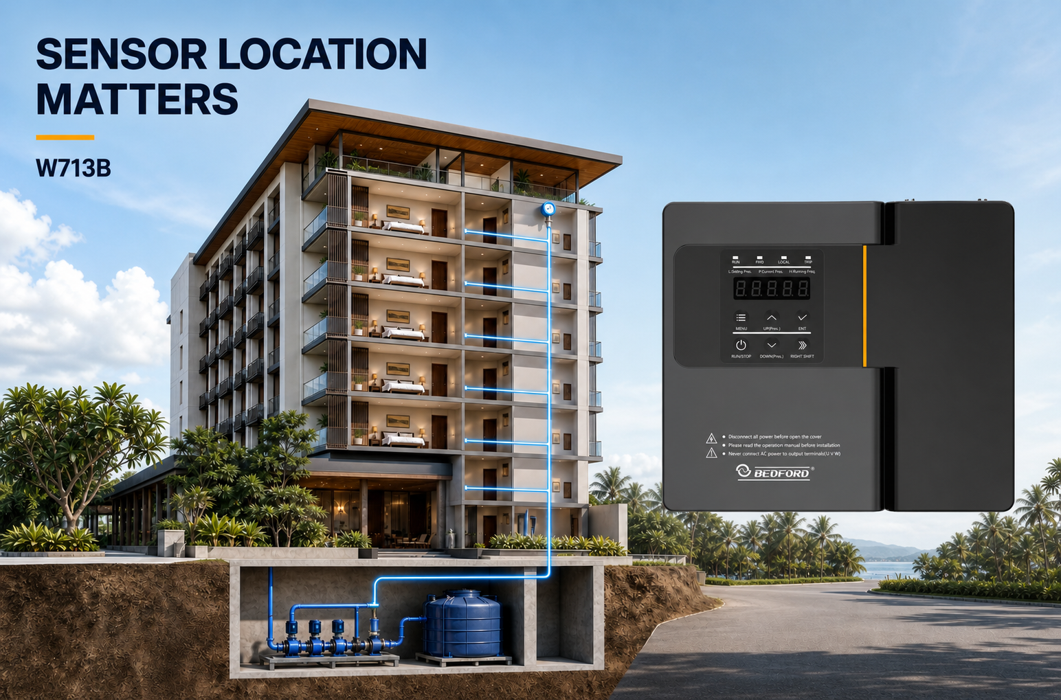 booster pump pressure sensor location test with W713B