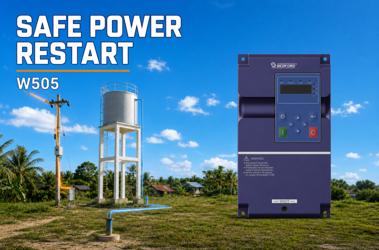 deep well pump VFD power failure restart sequence with W505