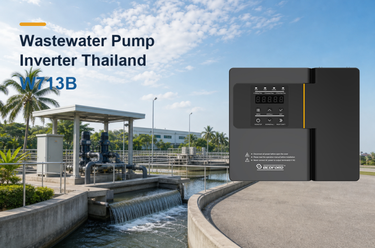 wastewater pump inverter Thailand project using BEDFORD W713B for treatment and drainage control