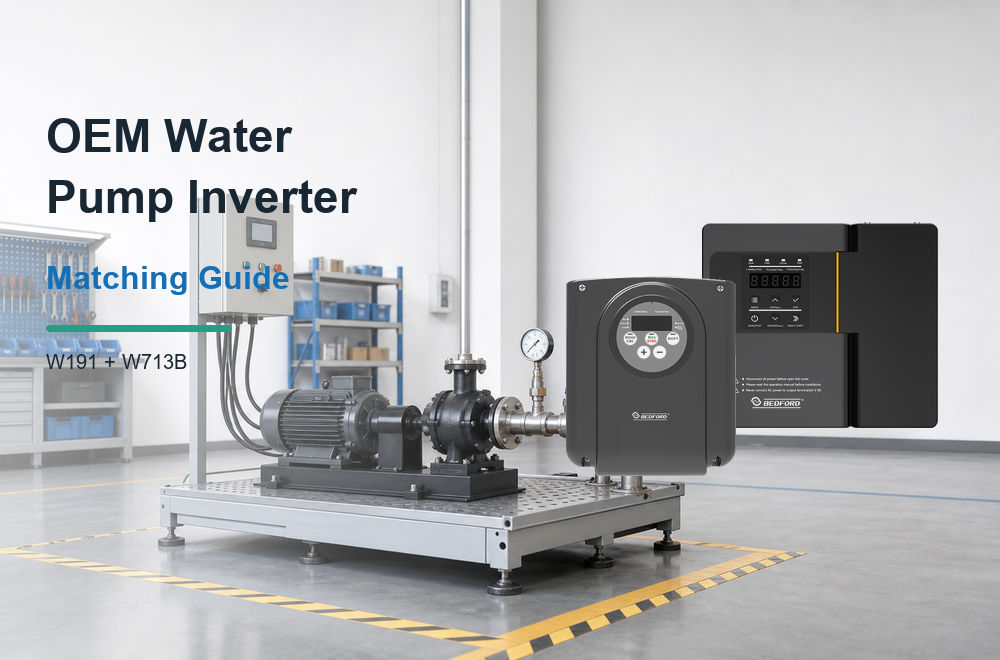 OEM water pump inverter matching process for pump manufacturers using BEDFORD W191 and W713B