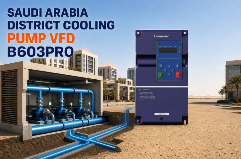 Saudi Arabia district cooling pump VFD project using BEDFORD B603PRO