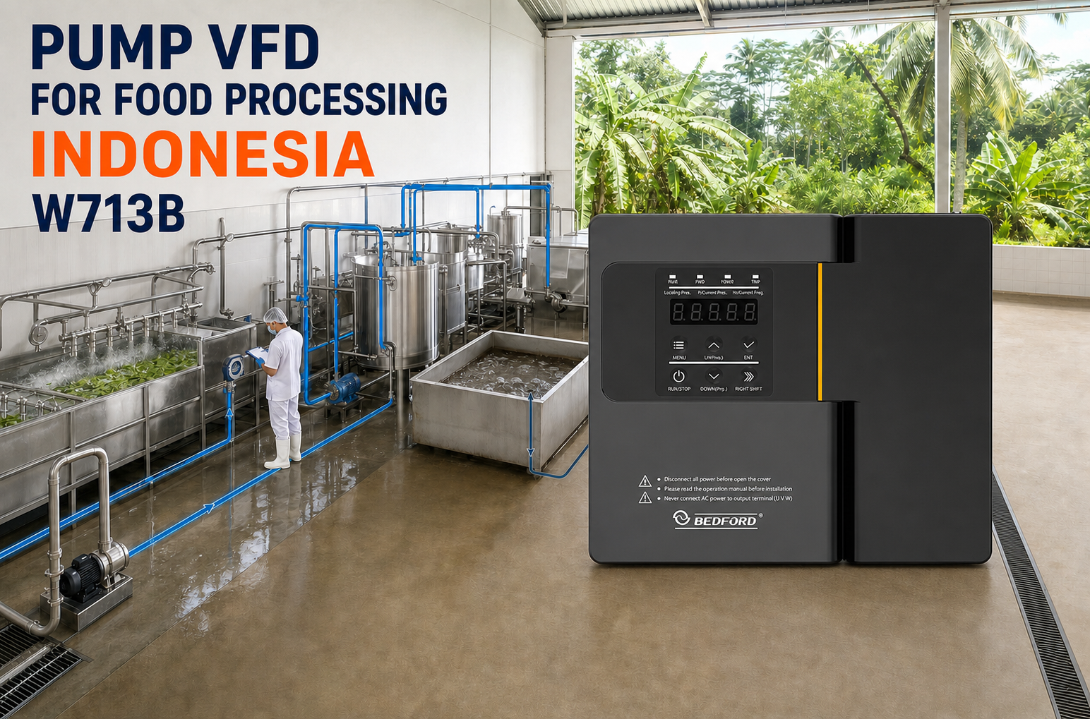 pump VFD for food processing Indonesia water system audit