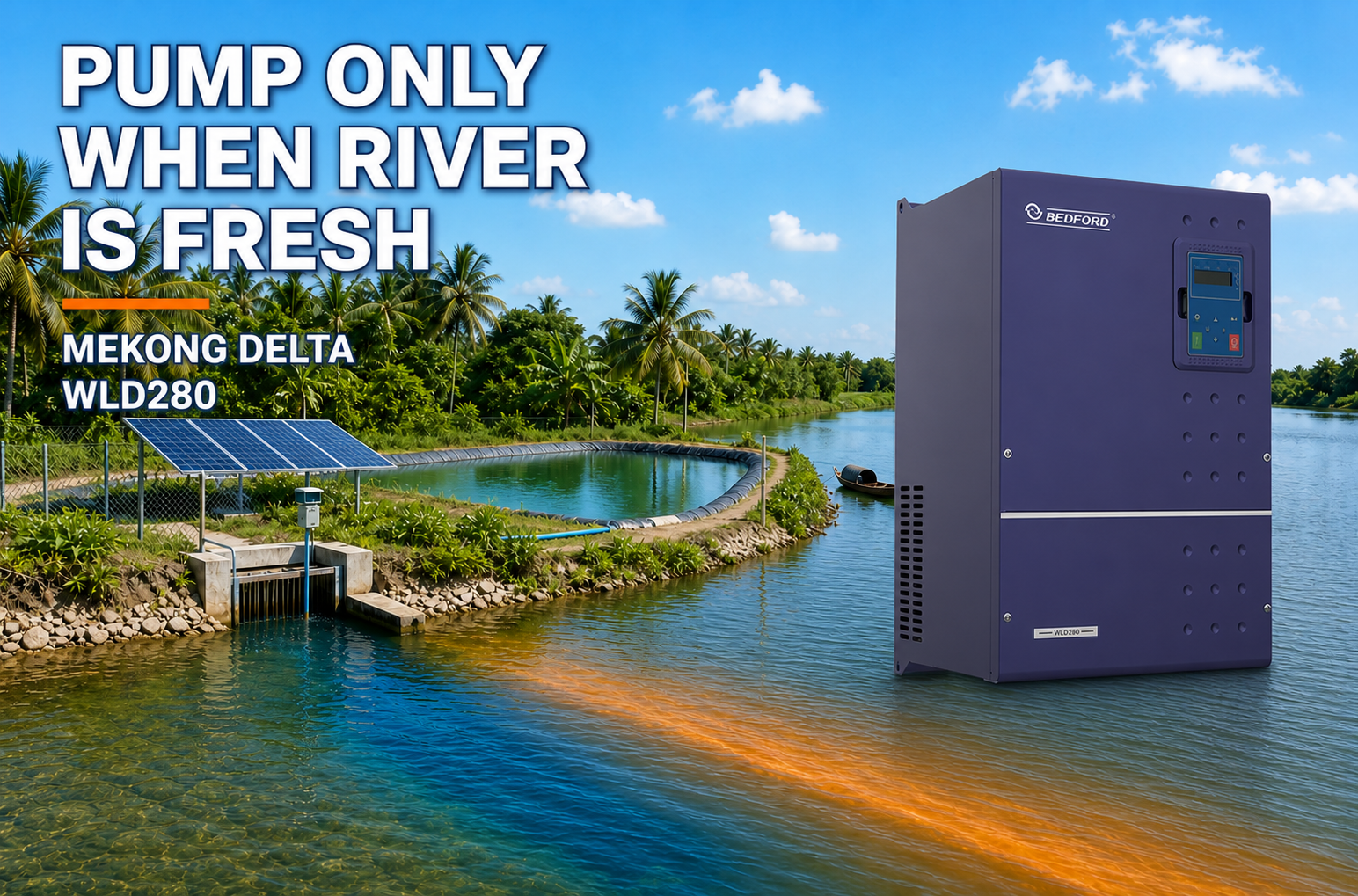 Mekong Delta salinity intrusion pumping with WLD280 and freshwater storage