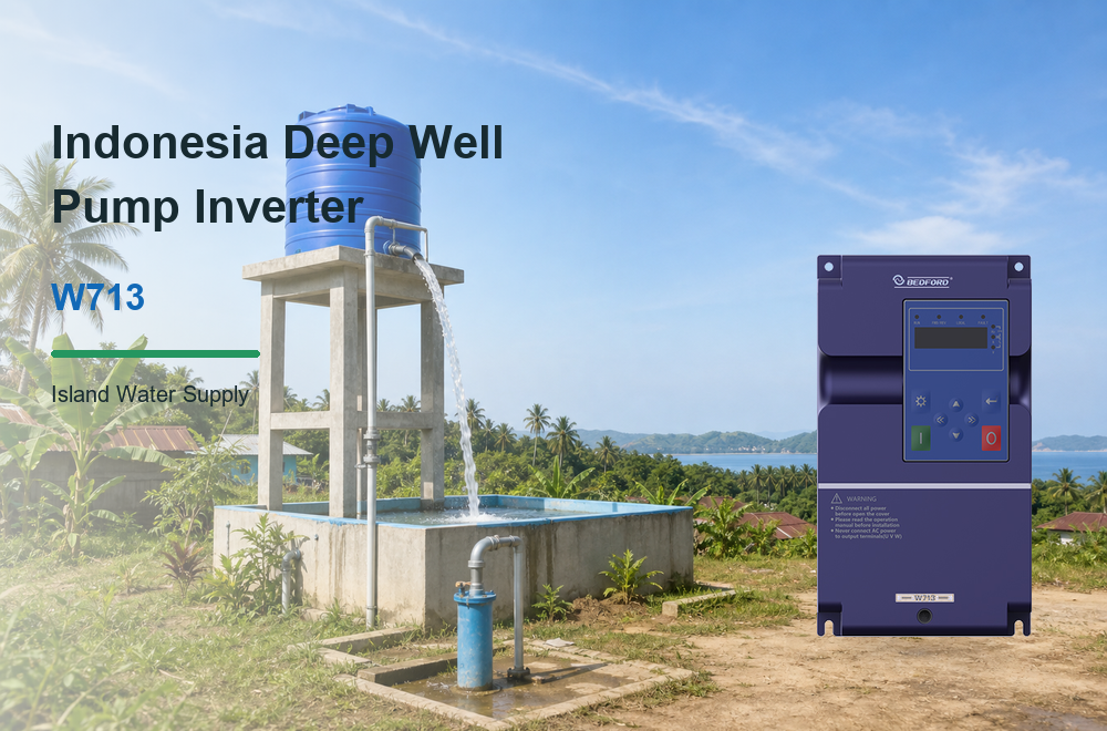 Indonesia deep well pump inverter for island water supply using BEDFORD W505 and W713