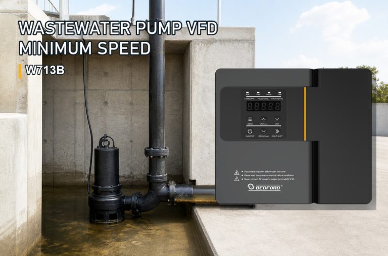 wastewater pump VFD minimum speed field test with BEDFORD W713B