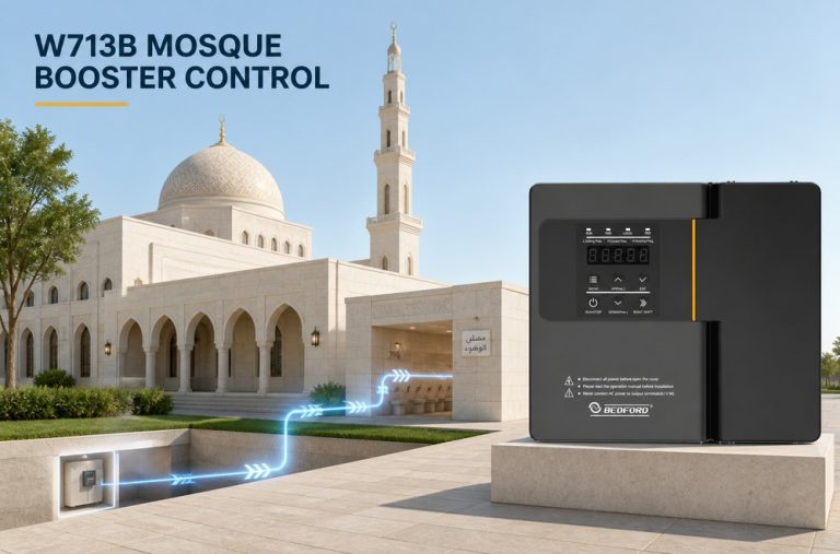 Saudi mosque water booster pump VFD application using BEDFORD W713B