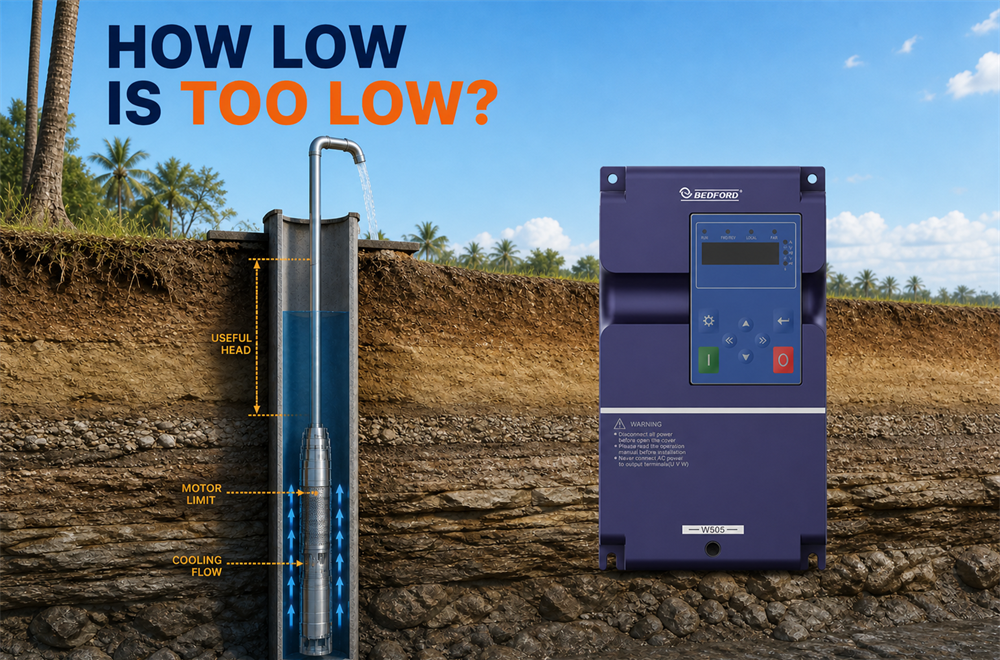 deep well pump minimum frequency setting checks with W505 VFD
