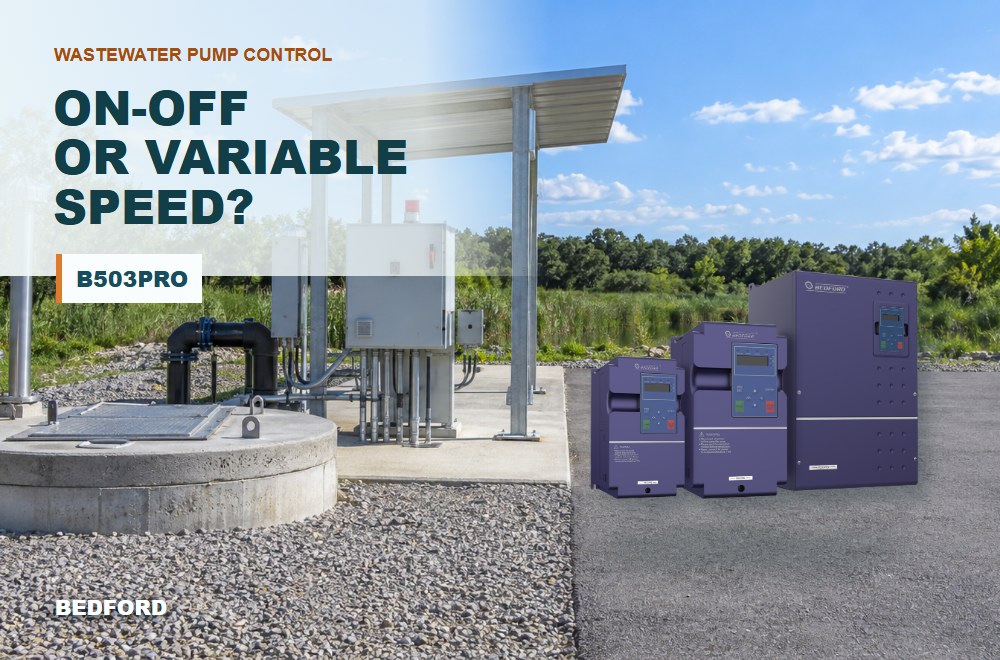 Wastewater lift station speed control with BEDFORD B503PRO inverter beside a covered wet well