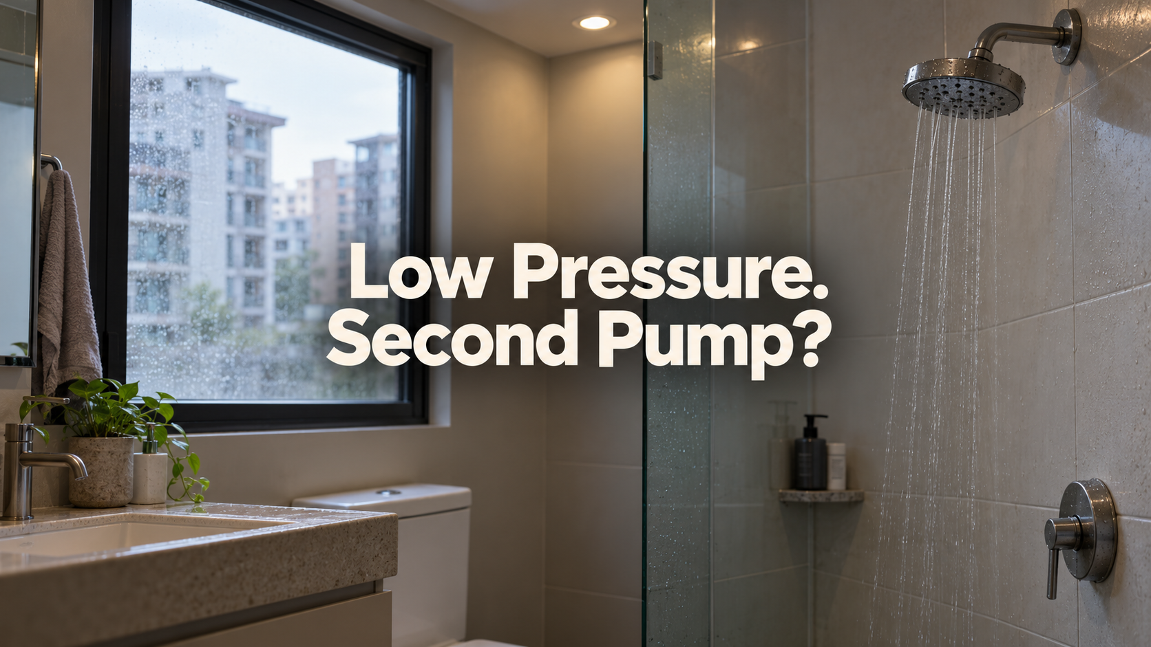 Two-pump booster in Greater Manila shown after a water meter and storage tank